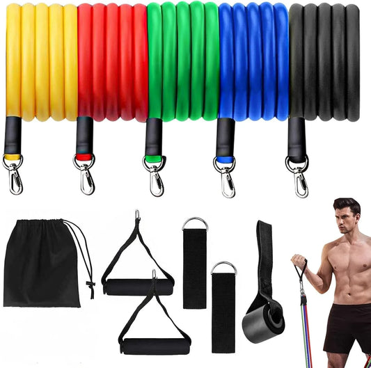 XMSJ Crossfit Latex Resistance Band Set 11 Piece Exercise