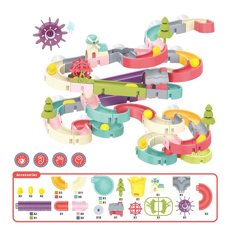 Baby Bath Toys DIY Assembled Slide Tracks Pipeline Ducks Rainbow Shower Tracks Water Educational Toys Gift