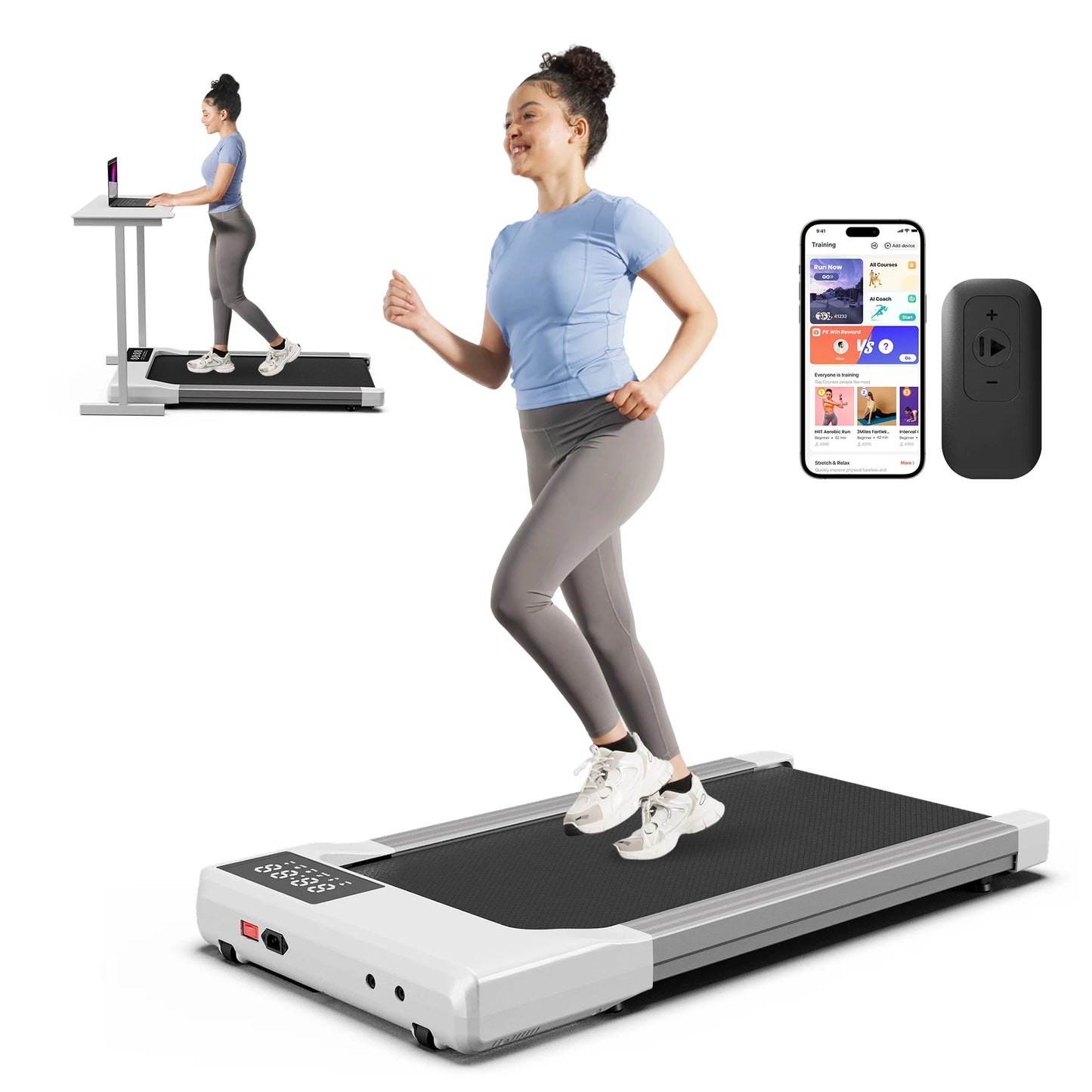 3-in-1 Portable Treadmill with Remote Control LED Display 2.5HP Silent Walking Pad Jogging Machine for Home Office 300 Pounds Capacity