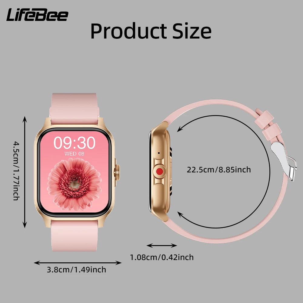 LIFEBEE 1.85 Inch Smartwatch for Men and Women with Call Function Activity Fitness Tracker Sleep Monitor Calorie and Step Counter Sports Running