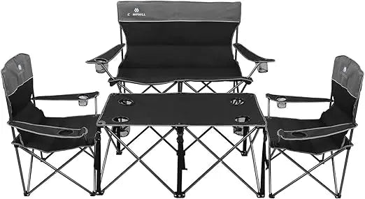Set of 3 Camping Chairs Folding 500Lb Cup Holder Carry Bag