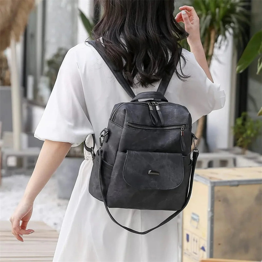 2025 New Waterproof PU Leather Backpack Purse for Women Casual Shoulder Handbags