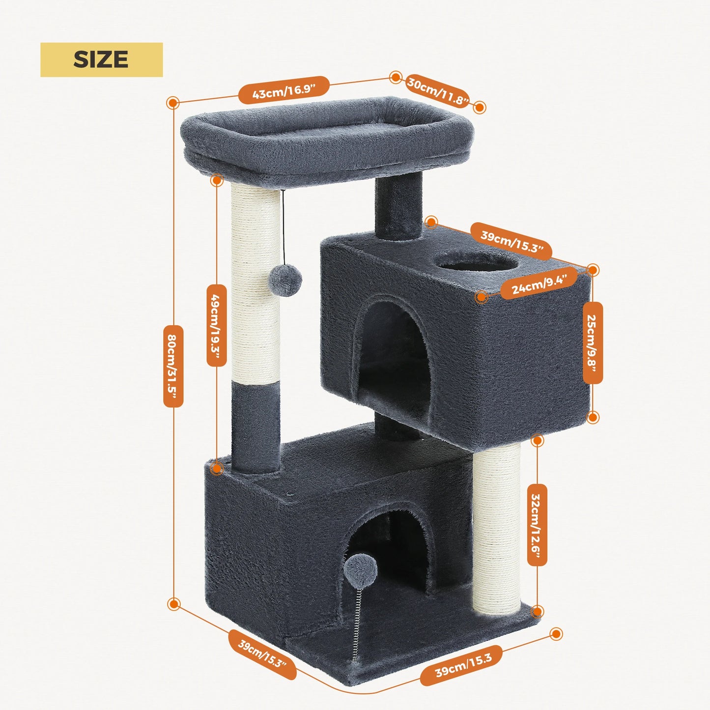 Large Cat Tree for Indoor Cats Multi Level Cat Tower with Spacious Condos and Sisal Scratching Pad