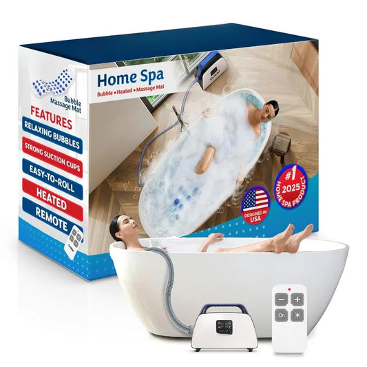 Electric Bubble Massage Bathtub Mat With Heater And Remote