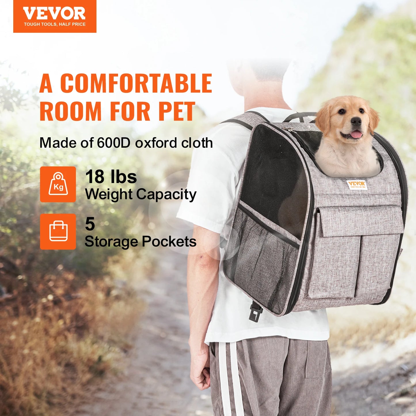 VEVOR Pet Carrier Backpack With Telescopic Handle Wheels