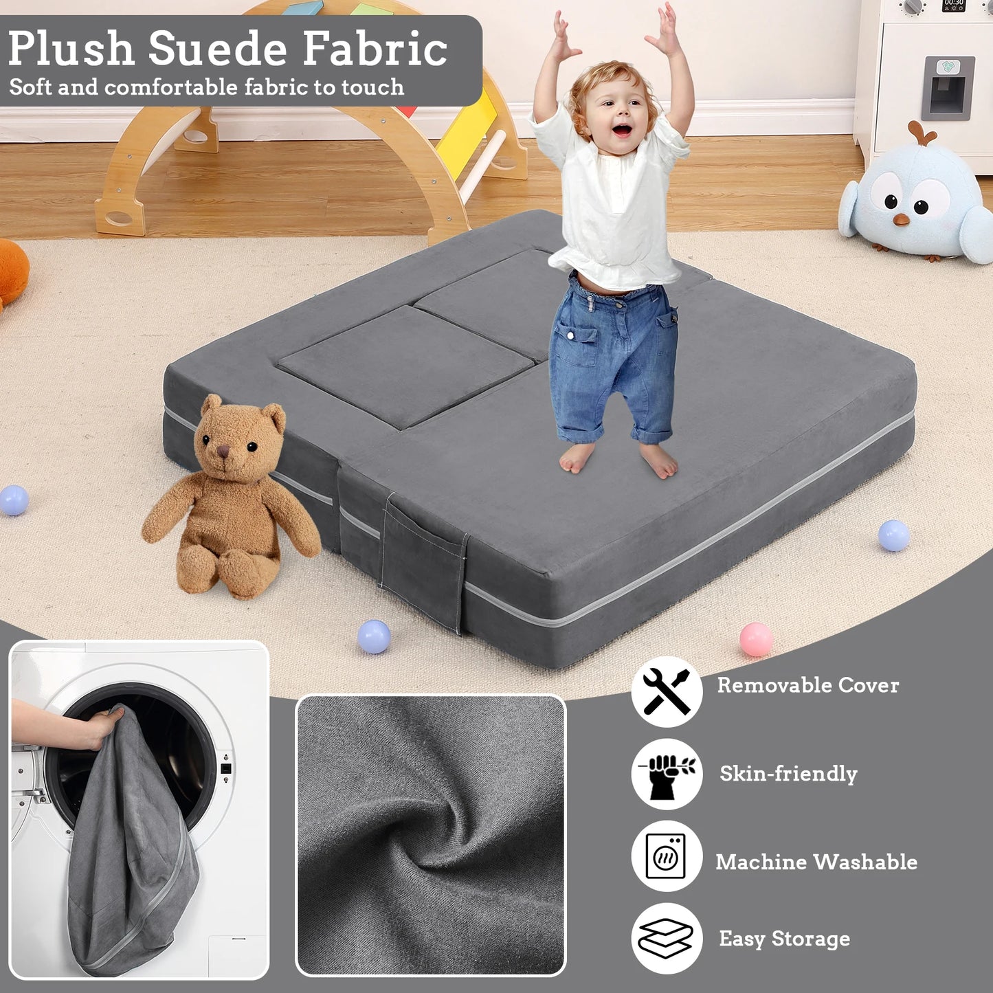 Modular Kids Play Couch 3 Piece Toddler Foam Sofa Bed