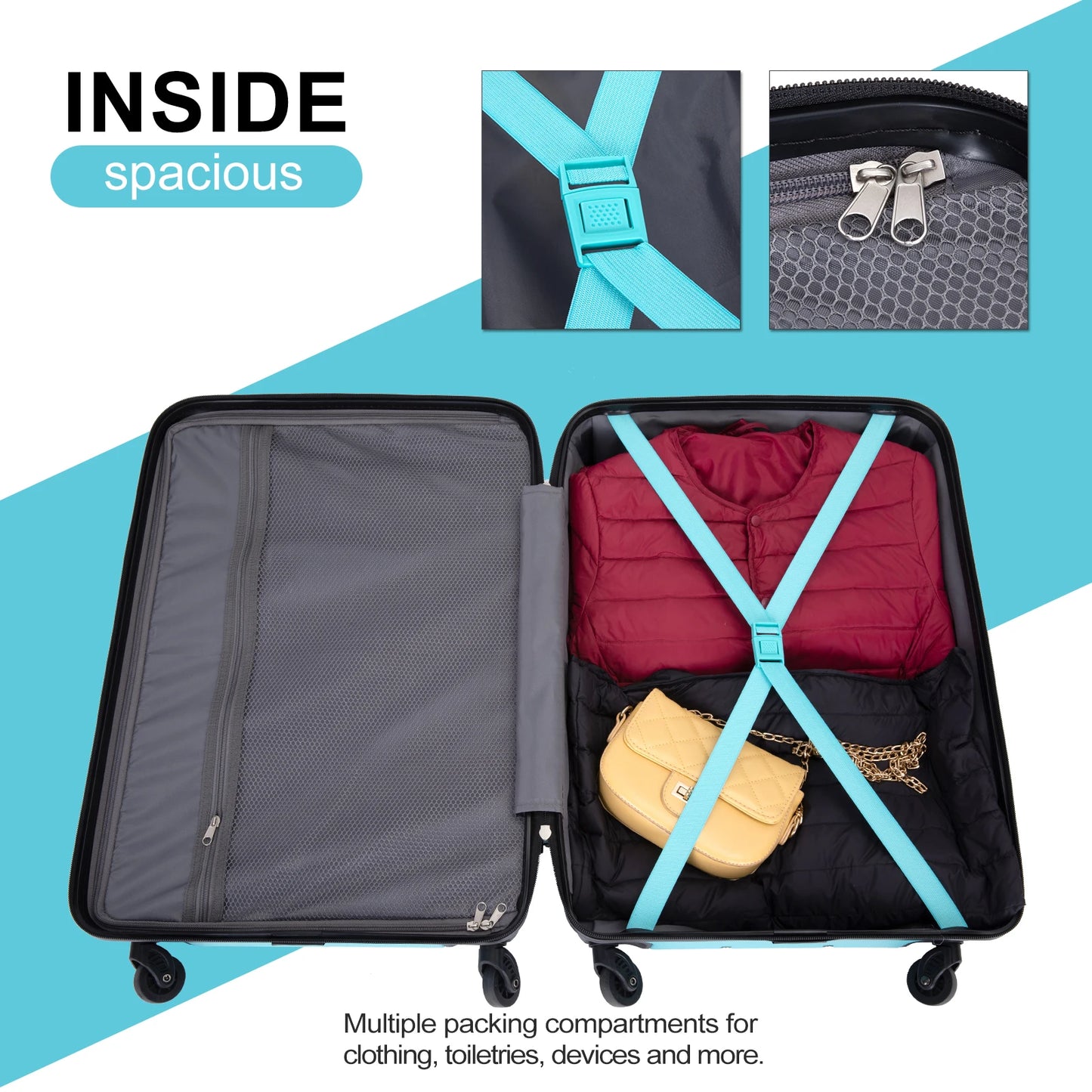 Travelhouse 3 Piece Luggage Set Hardside Expandable Spinner