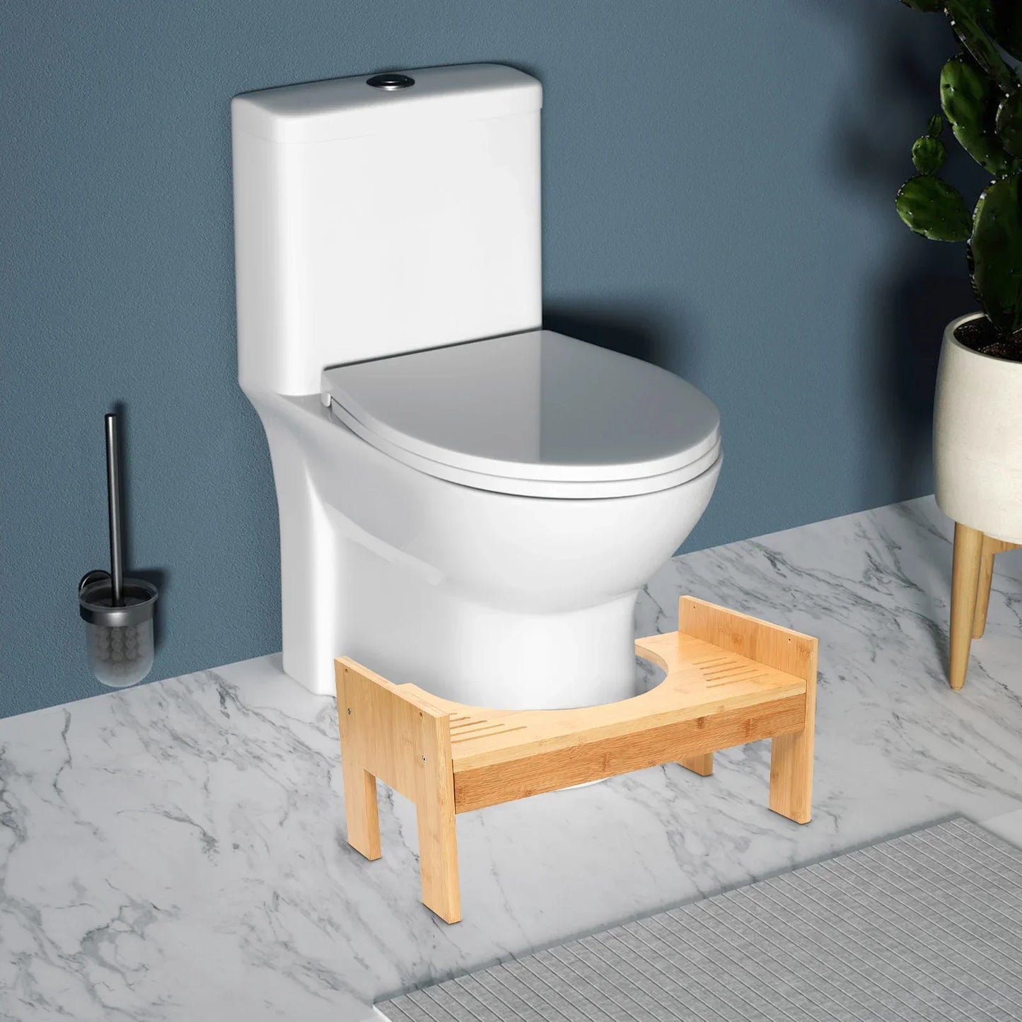 Bymaocar Bamboo Height Adjustable Toilet Stool For Adults