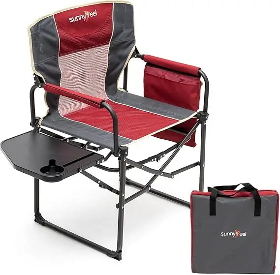 Camping Directors Chair, Heavy Duty,Oversized Portable Folding Chair with Side Table, Pocket for Beach, Fishing,Trip,Picnic,Law