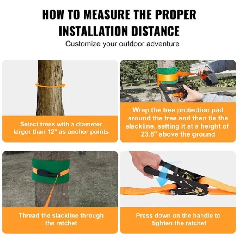 VEVOR Slackline Kit with Training Line 60 Foot Backyard Slackline Equipment Easy Setup Tight Rope for Kids and Adults