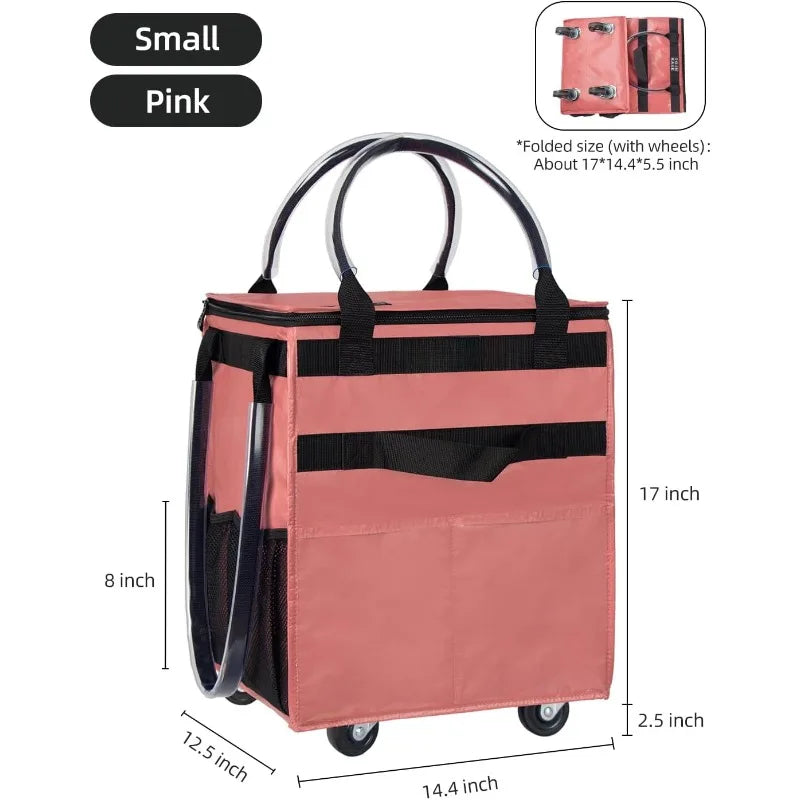 Aplus Reusable Grocery On Wheels Tote With 8 Pockets