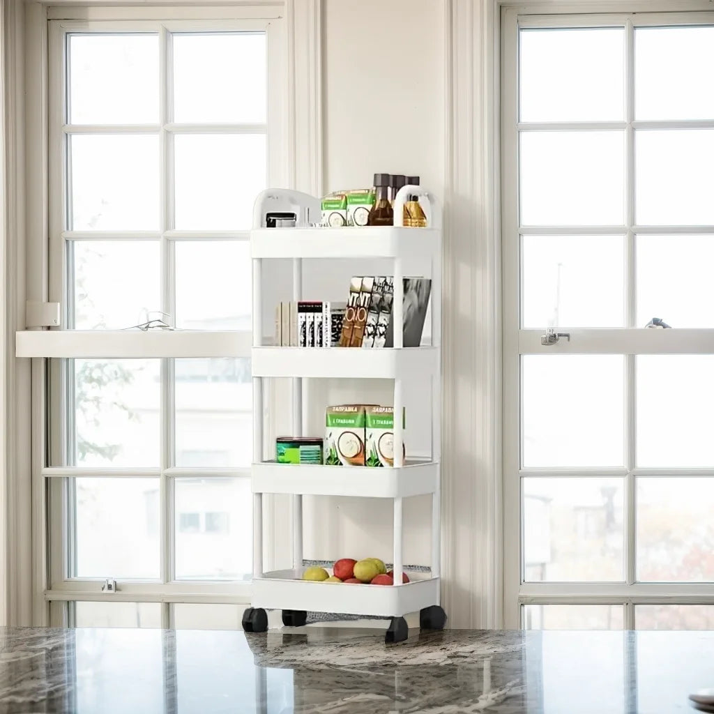 Hign-concerned 3/4-Tier Rolling Storage Cart Plastic Organizer