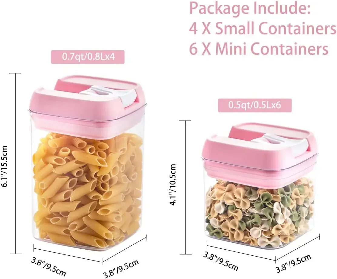 Airtight 10 Piece BPA Free Clear Storage Containers Pink