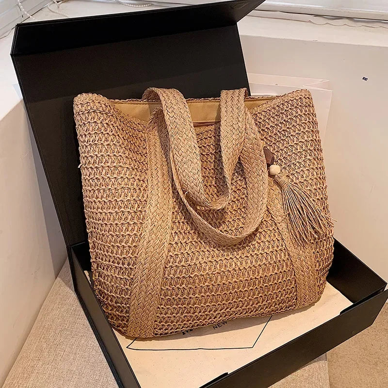 SMHXIANGQIANJINCN Straw Woven Handbag for Women Shoulder Tote