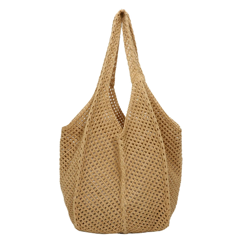 Women Crochet Tote Bag Fashion Knitted Large Capacity Hollow Bag