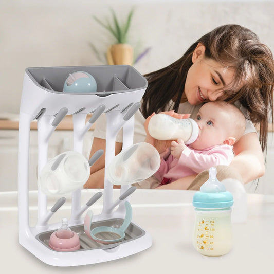 Baby Bottle Drying Rack For Countertop With Detachable Tray