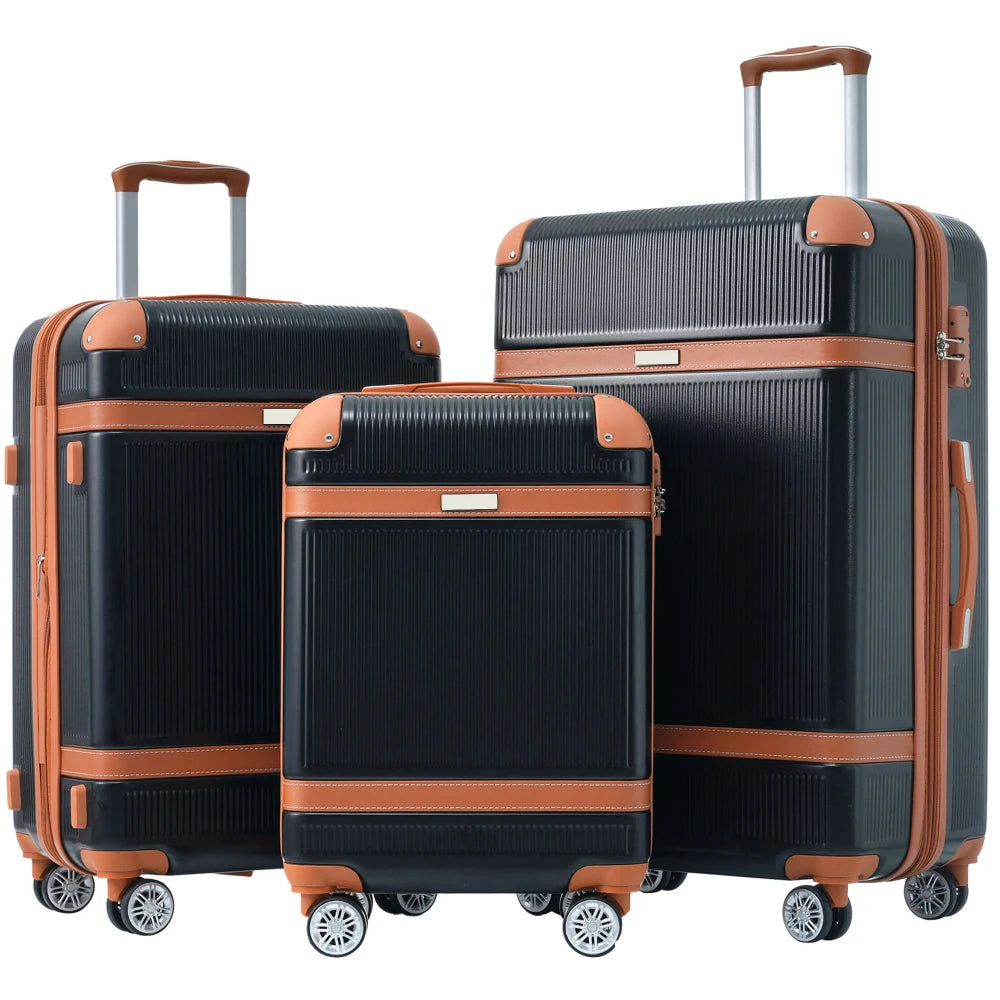 Hardshell Luggage Set 3 Piece Double Spinner Suitcase with TSA Lock Lightweight 20 Inch 24 Inch 28 Inch