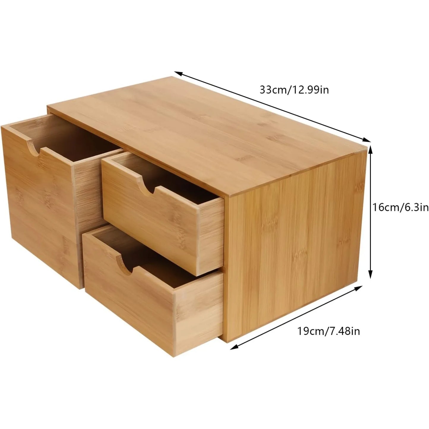 Sichuan Bamboo Desktop Organizer Drawer With Recess Handles For Office And Home Storage