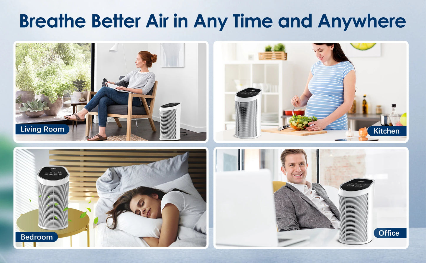 Sejoy Air Purifier With HEPA Filter Ionizer Three Speeds