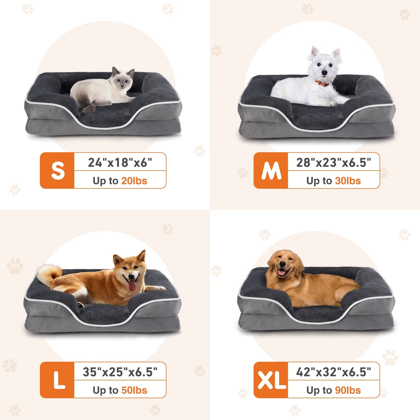 Orthopedic Dog Bed Memory Foam Pet Bed for Small Dogs and Cats