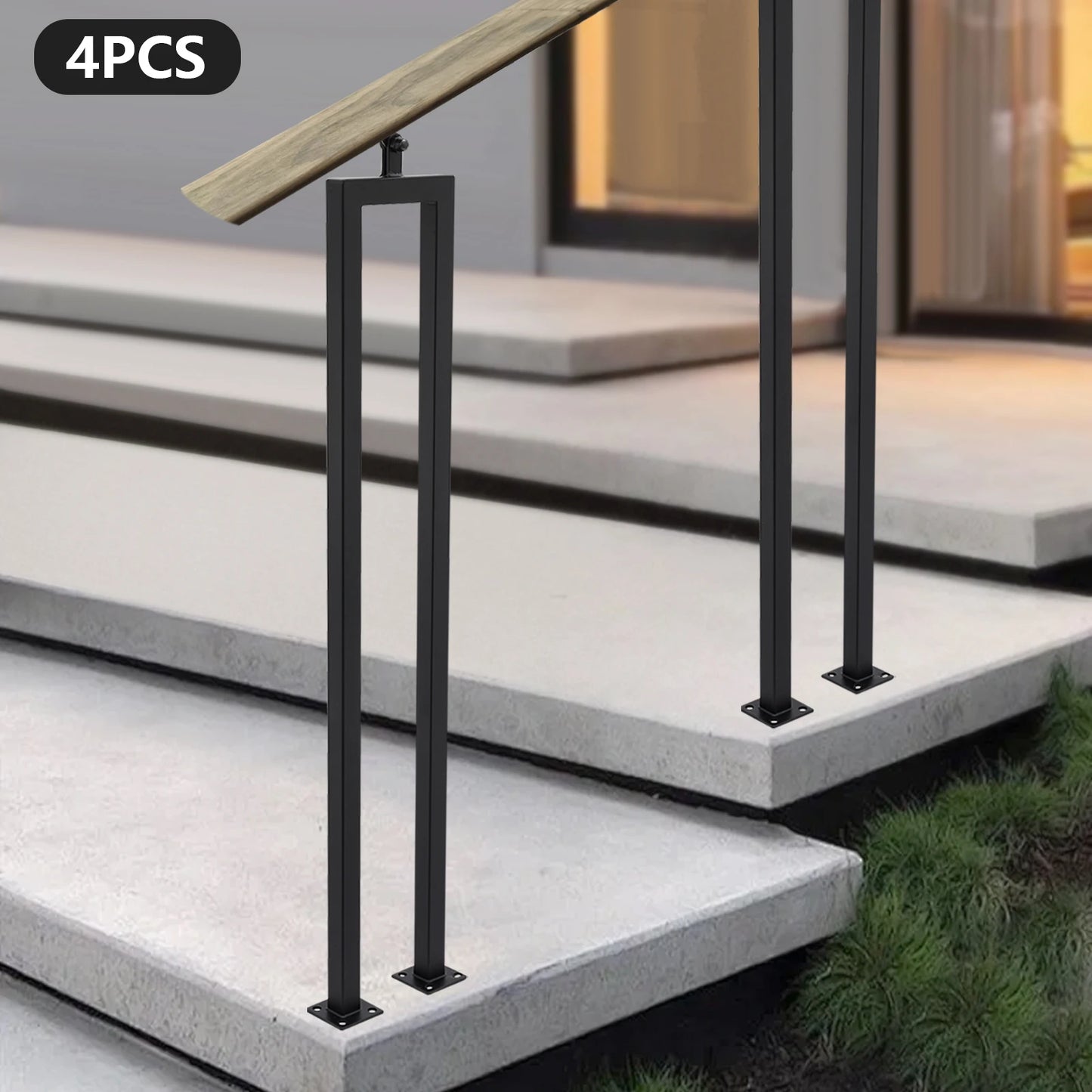 4 Pack U Shaped Stair Handrail Indoor Railing Iron Decor