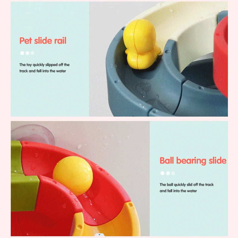 Baby Bath Toys DIY Assembled Slide Tracks Pipeline Ducks Rainbow Shower Tracks Water Educational Toys Gift