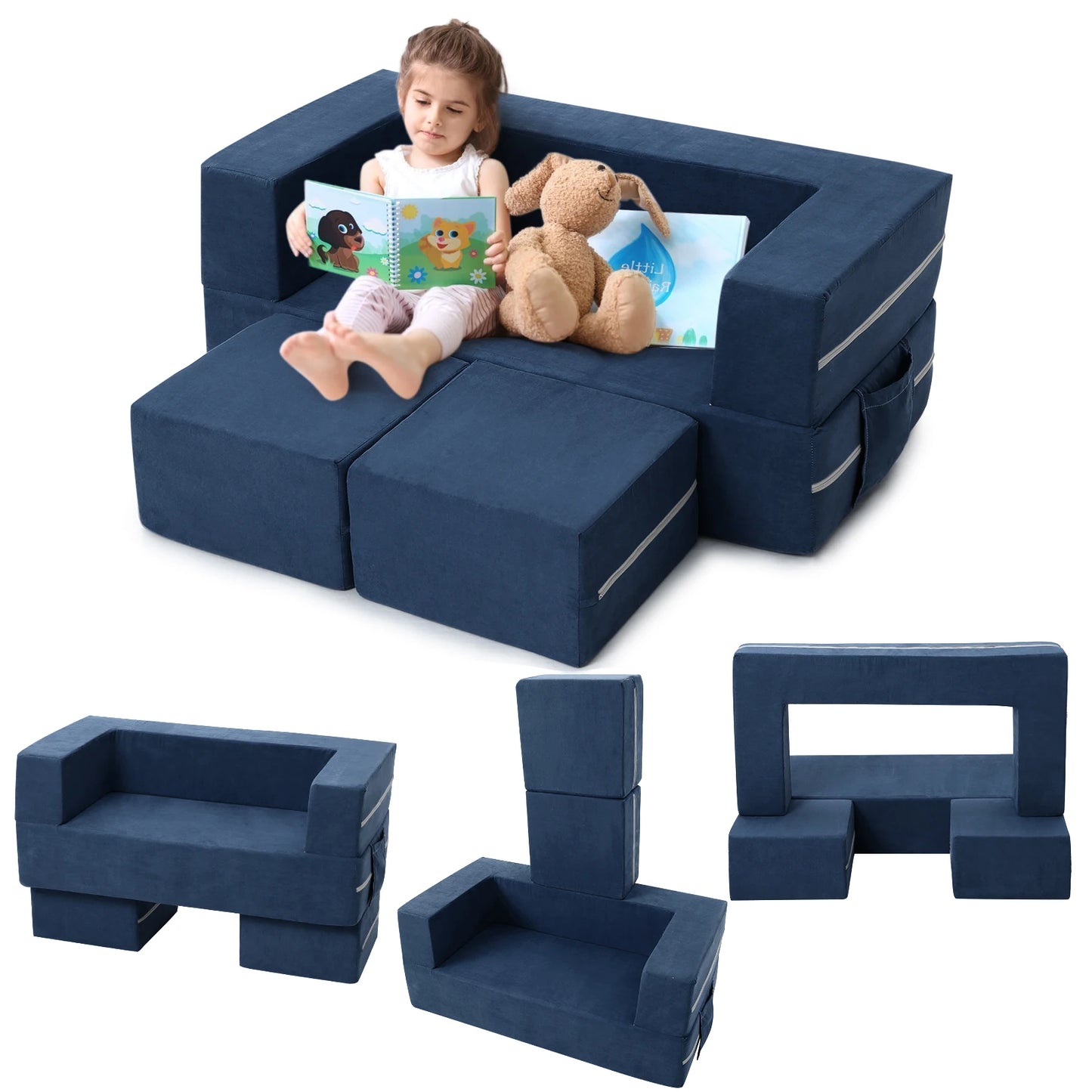 Modular Kids Play Couch 3 Piece Toddler Foam Sofa Bed