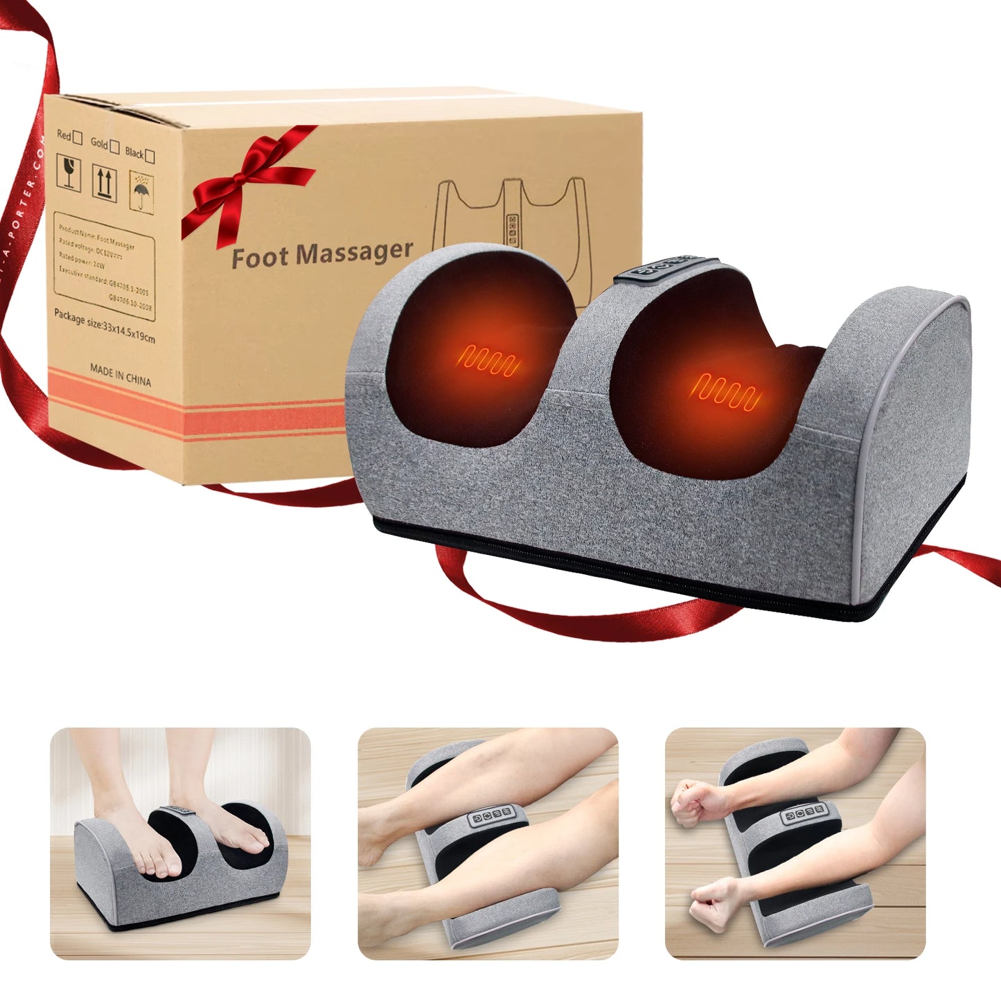 Foot Massage Machine Electric Heating Foot Kneading Leg Massager Home Relaxation Gift for Christmas and Valentine's Day