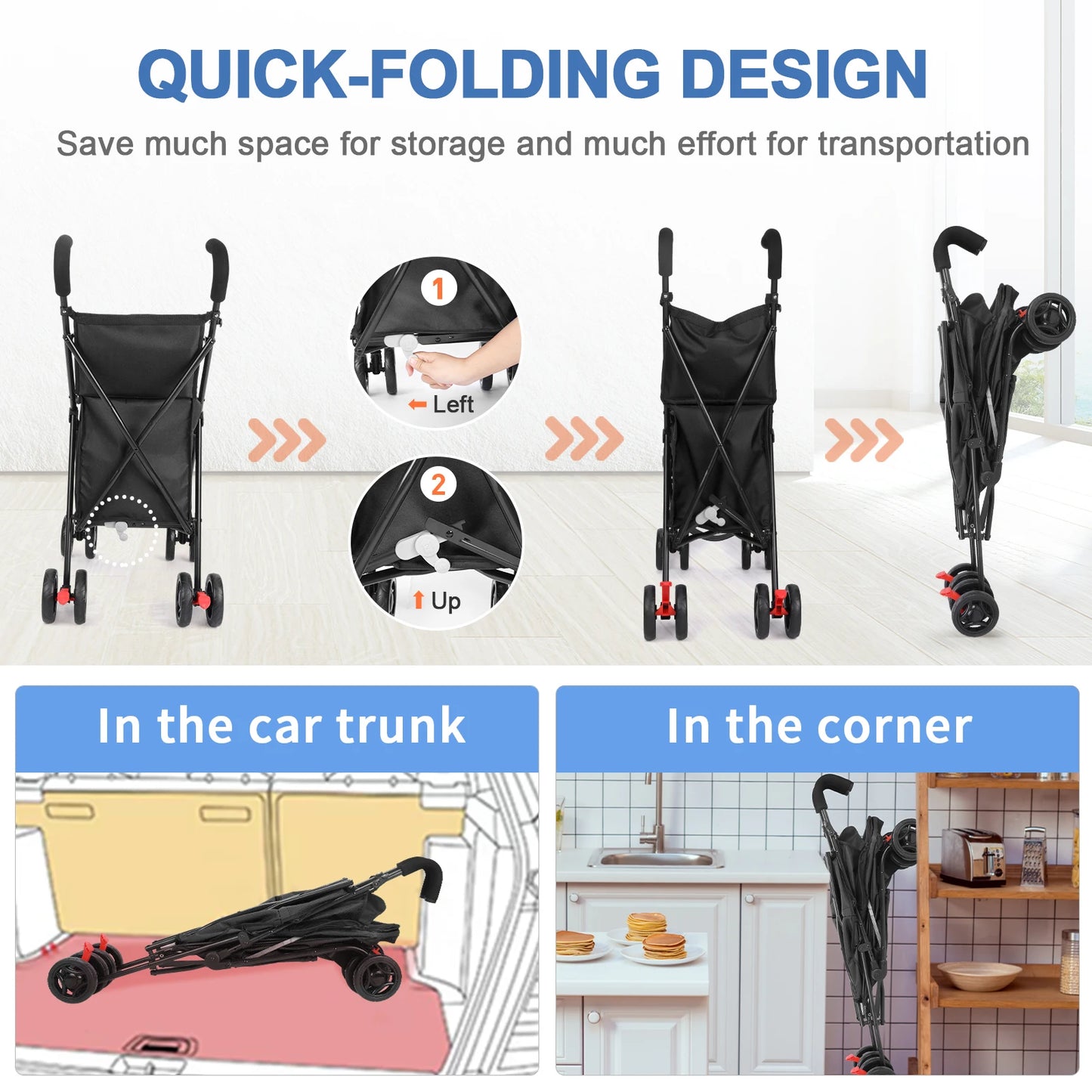 Multifunctional Folding Portable Cart Durable Lightweight Market Trolley Pet Stroller for Picnic