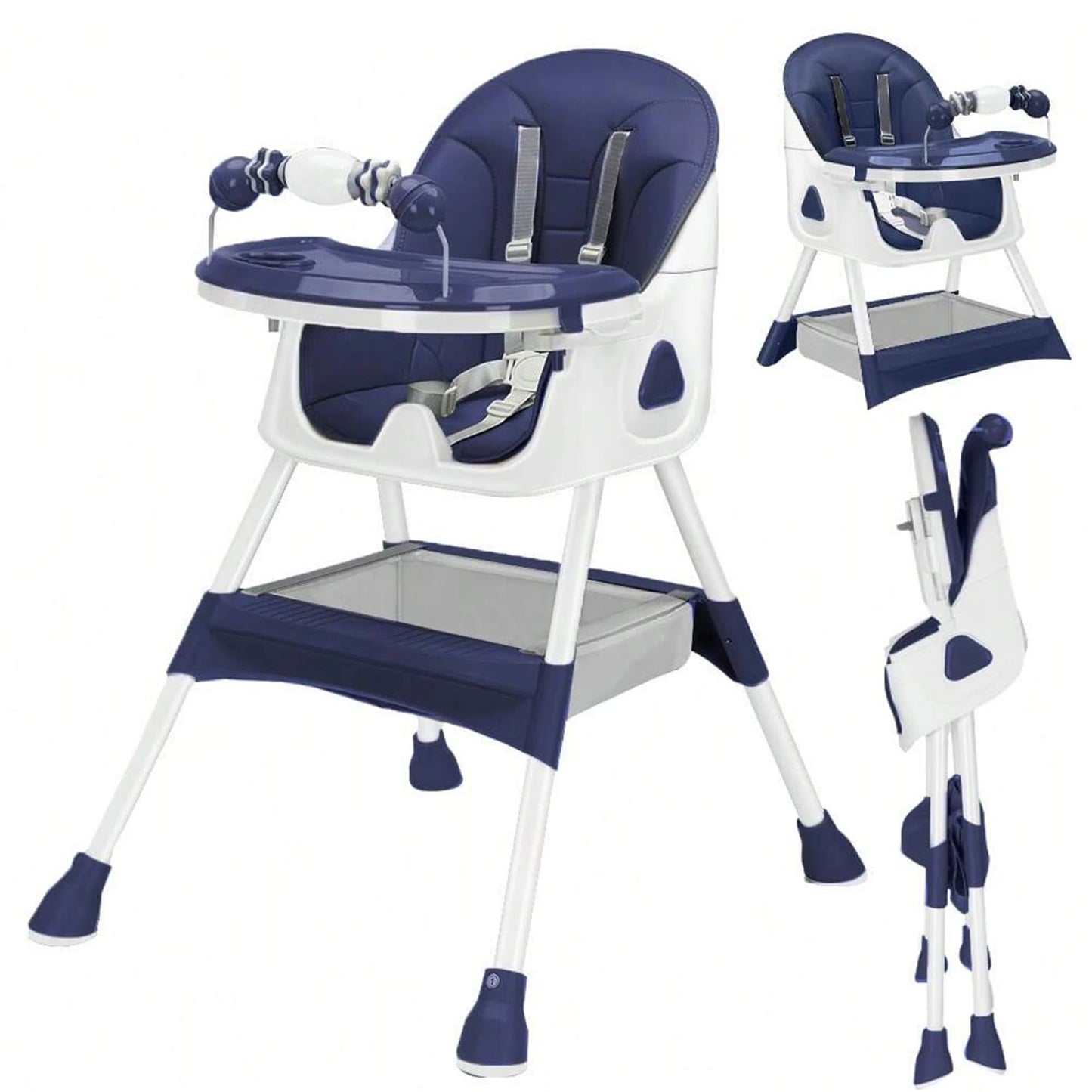 Ubravoo Foldable Baby High Chair for 6 Months Plus with Large Antislip Pad and Toy Rack Easy to Clean Feeding E500