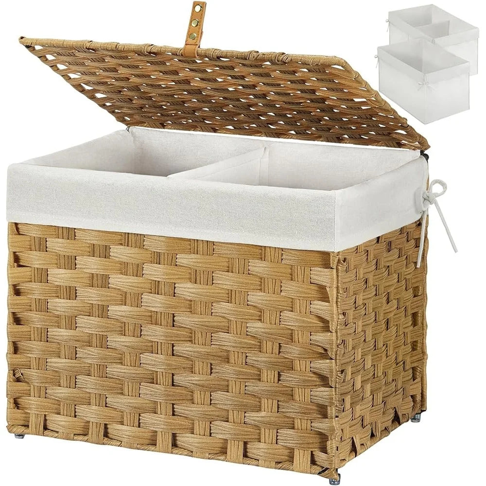 35L Foldable Storage Basket Lid Removable Liner And Handles
