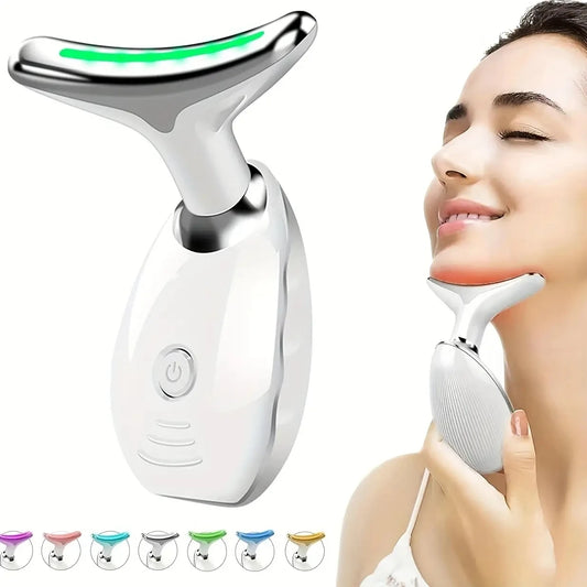 7LED Color Vibrating Neck and Facial Massager USB Charging