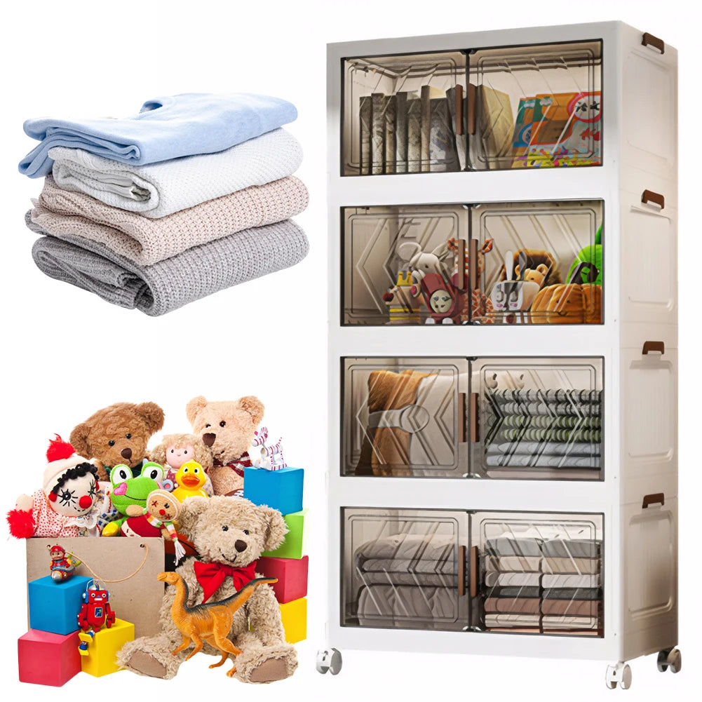 Collapsible Storage Bins Stackable With Lids And Wheels