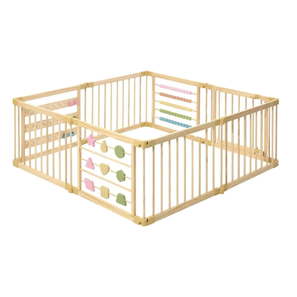 New Upgrade Wooden Playpen Extra Large for Toddlers and Babies Foldable Expandable Adjustable 8 to 10 Panels