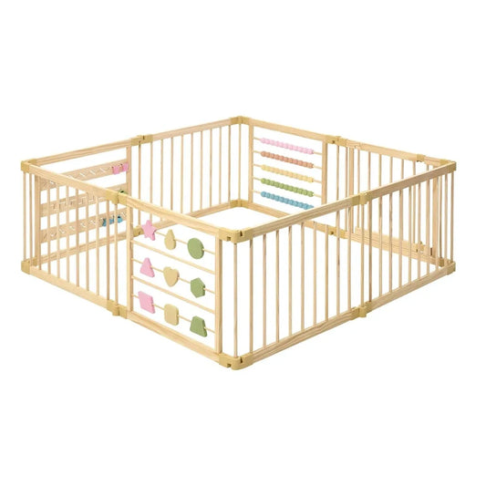 New Upgrade Wooden Playpen Extra Large for Toddlers and Babies Foldable Expandable Adjustable 8 to 10 Panels