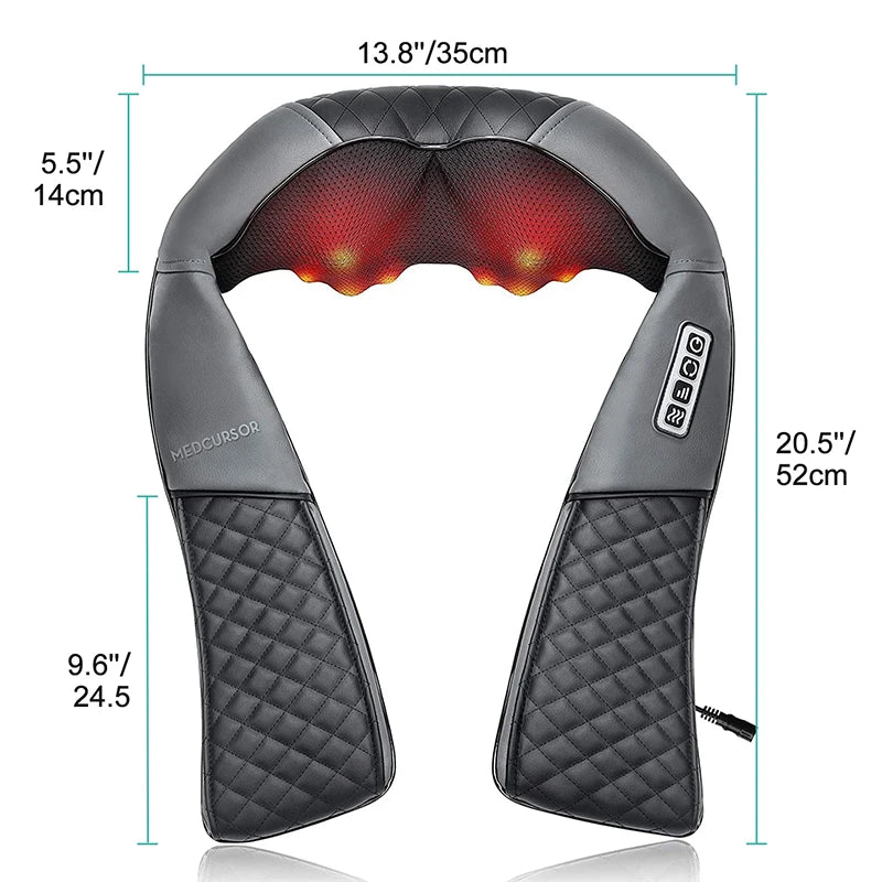 Medcursor Electric Neck And Back Massager Neck And Shoulder Kneading Massage Pillow Cervical Back Massage Shawl