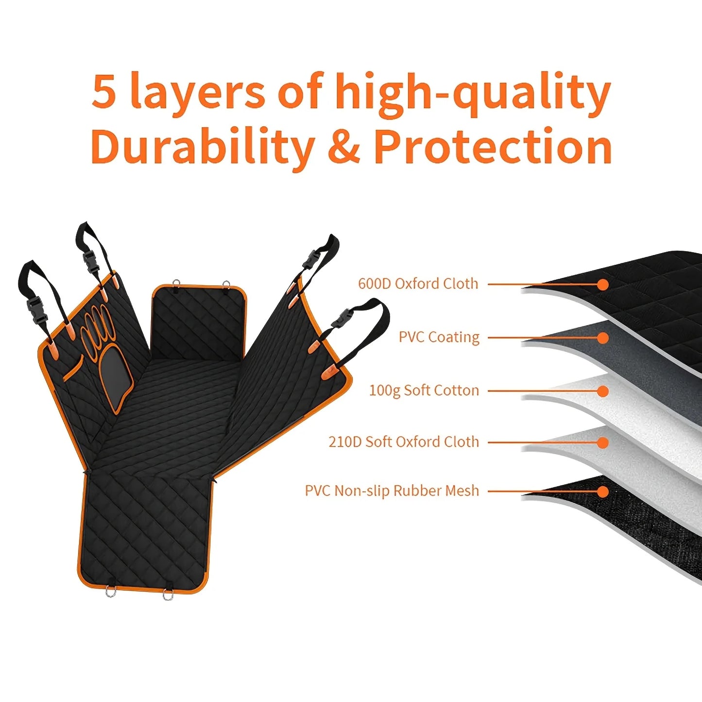 Dog Seat Cover Hammock For Cars Anti Slip Scratch Resistant