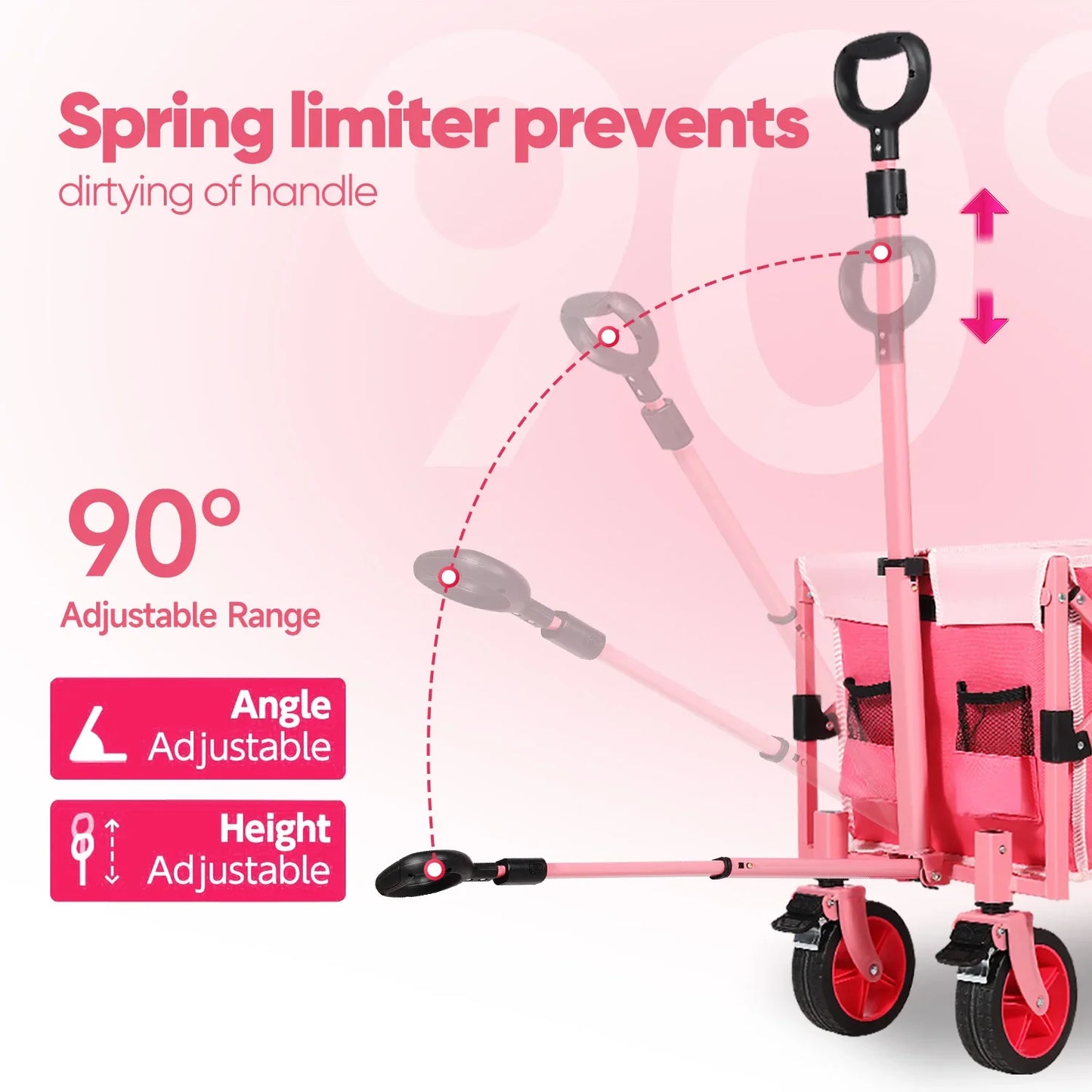 52 Inch Extender Folding Collapsible Wagon Cart Foldable Heavy Duty Lightweight Extra Long Utility Cart 330 Pounds Weight Capacity