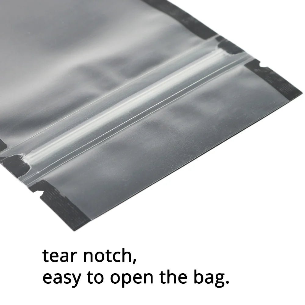 Heat Sealable Flat Plastic Mylar Packaging Bags Reusable Eco Friendly Zipper Matte Black Zip Lock Pouch With Frosted Window