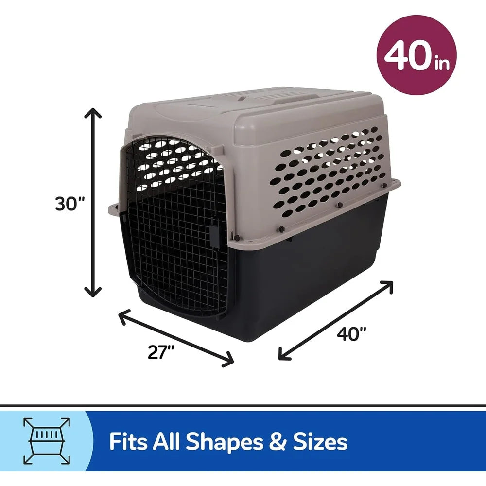 Large 40 Inch Dog Crate Plastic Carrier Heavy Duty Portable Pet Kennel Airline Approved Safe Secure Travel Crate for Large Dogs