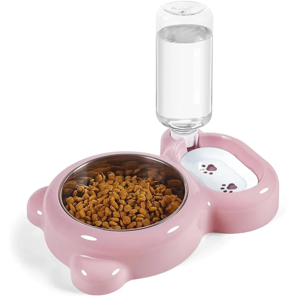 Automatic Cat Dog Water Dispenser Set Stainless Steel Food Bowl Easy Clean No Slip Design Fresh Water Supply 1.5L