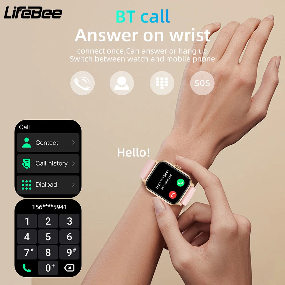 LIFEBEE 1.85 Inch Smartwatch for Men and Women with Call Function Activity Fitness Tracker Sleep Monitor Calorie and Step Counter Sports Running