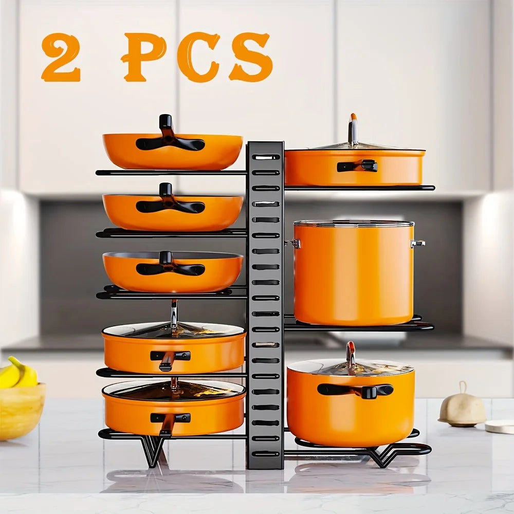 2 Pack Pot Rack Organizers and Lid Holders for Kitchen