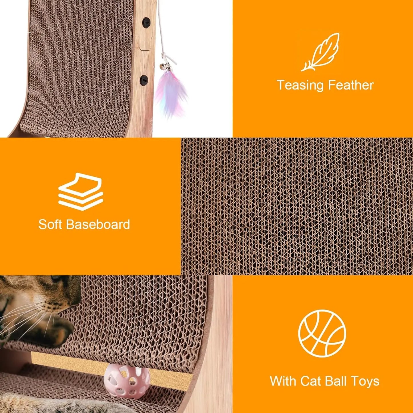 L Shape Cat Scratcher 23.6 Inch Cardboard Cat Scratchers for Indoor Cats Furniture Protection