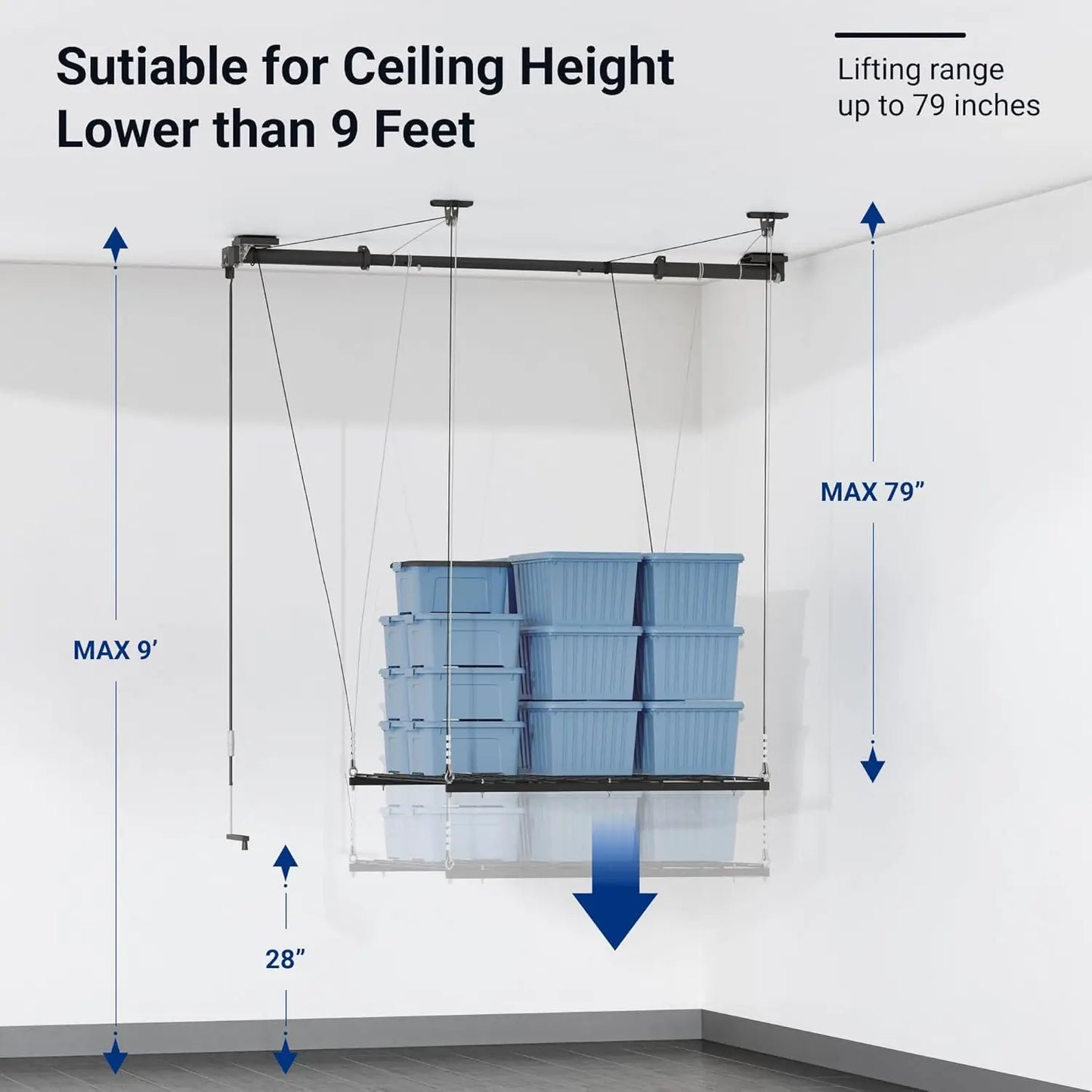 Garage Lifting Metal Rack 4x4 Feet Overhead Storage