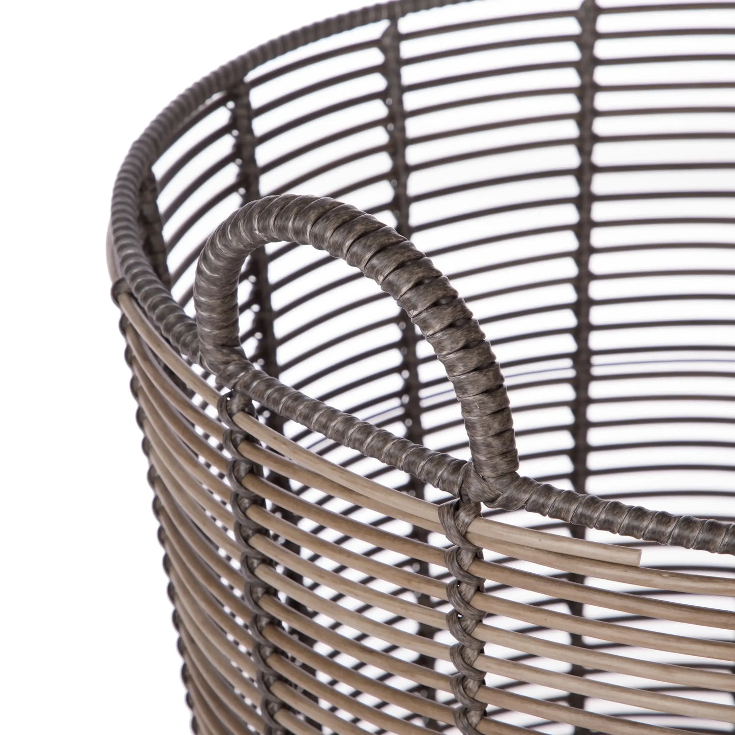 Extra Large Round Poly Rattan Storage Basket With Handles