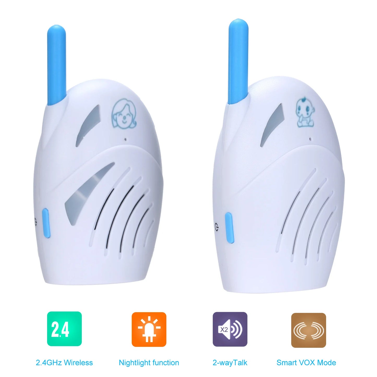Portable Baby Monitor 2.4GHz Wireless Digital Audio Two Way Talk Crystal Clear Baby Cry Detector