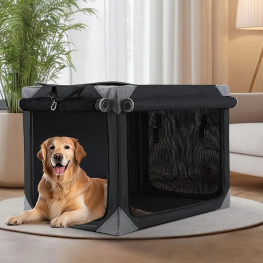 Collapsible Dog Crate 36 42 Inch Outdoor Travel Dog Crate Portable Fabric Cover Kennel by Iron Pipe with Four Mesh Windows