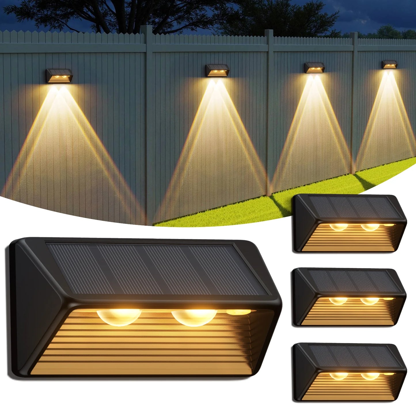 KPSTEK Solar Fence LED Lights For Walls Stairs Yards