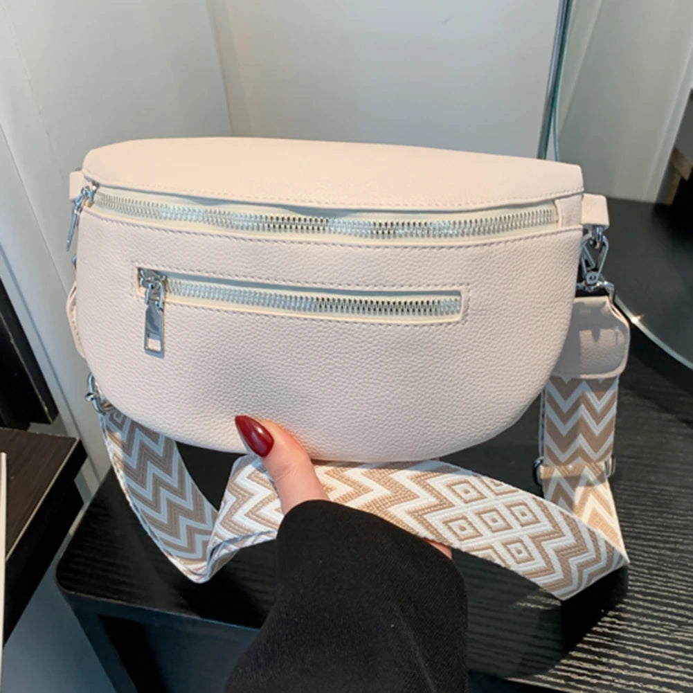 Shunmaii Women Crossbody Bag With Wide Strap Multi Pocket